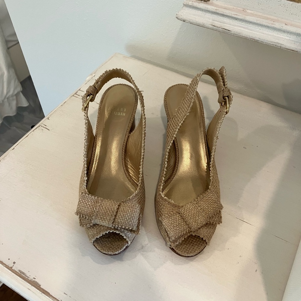 Stuart Weitzman Tweed Bow Kitten Heel - image 2